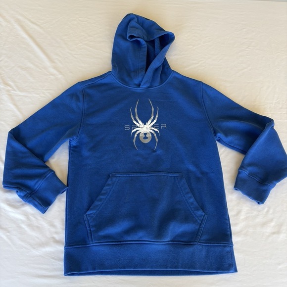 Lot of 2 Spyder Youth Boys Base Camp Pullover Hoodies Black & Blue Size M 10/12 - Picture 6 of 9